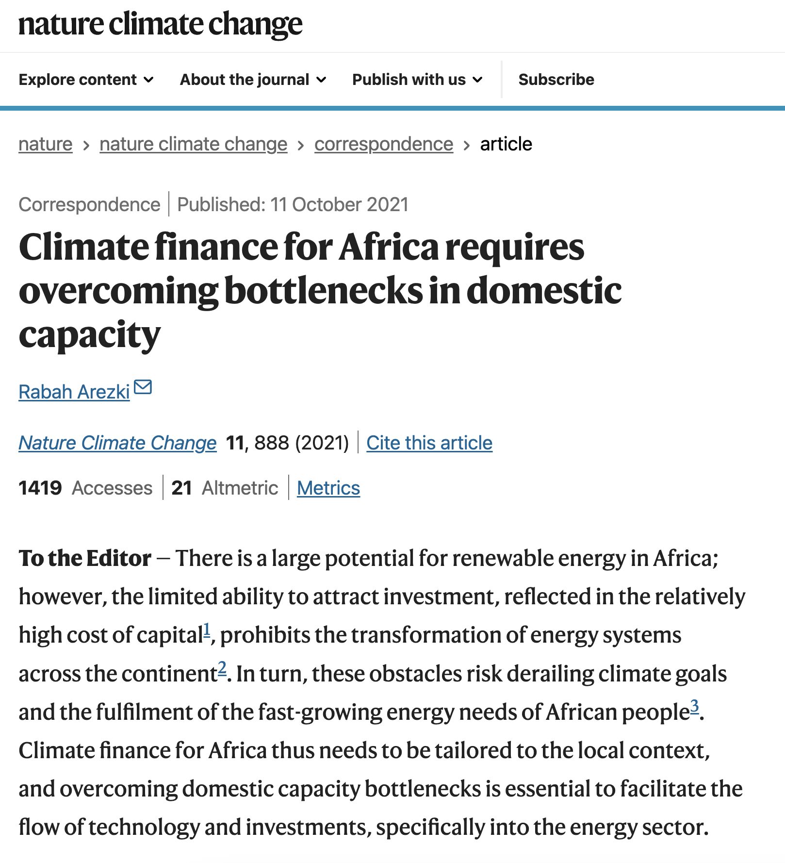 Climate finance for Africa requires overcoming bottlenecks in domestic capacity [2021]